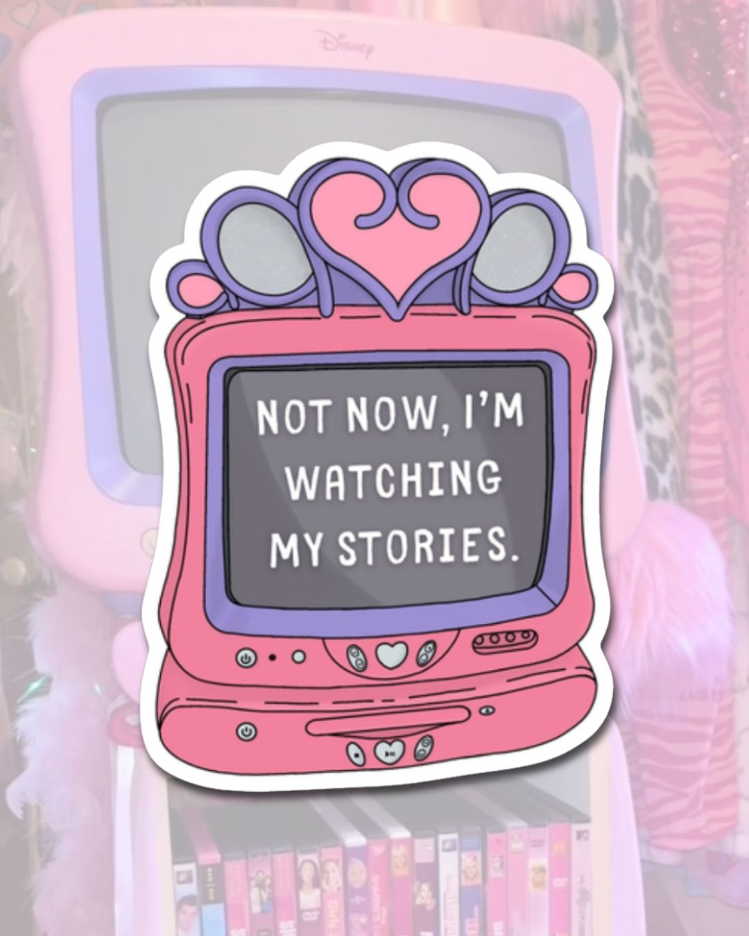 Y2k Princess Pink TV 'Watching My Stories' Sticker