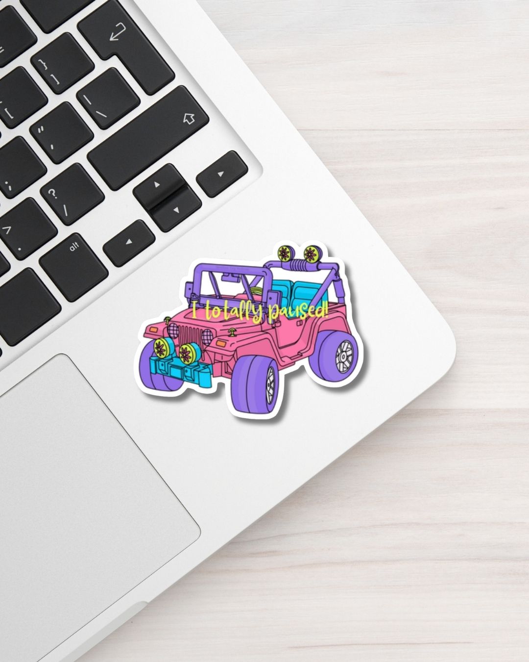 90s Girl Pink Jeep "Totally Paused" Vinyl Sticker
