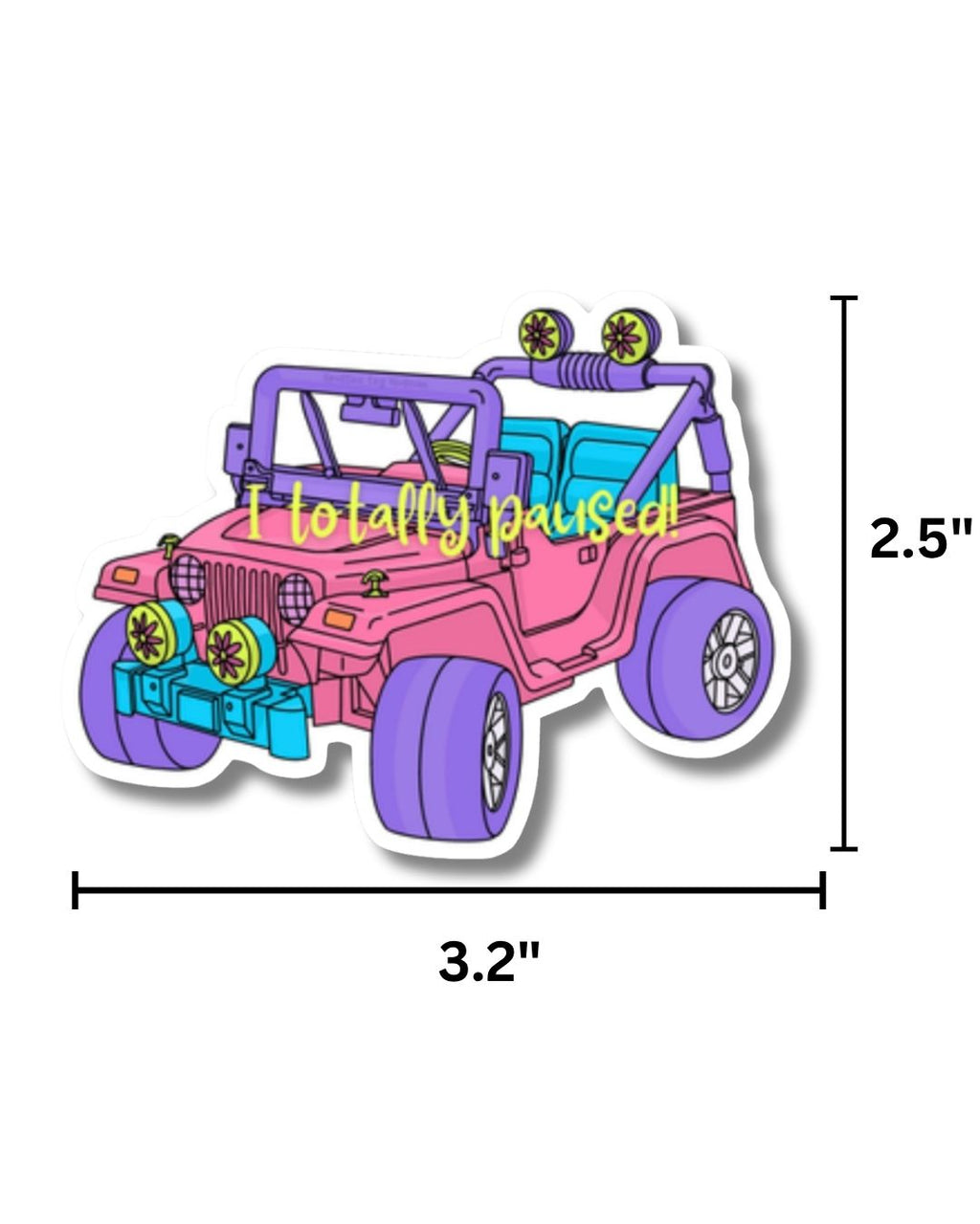 90s Girl Pink Jeep "Totally Paused" Vinyl Sticker