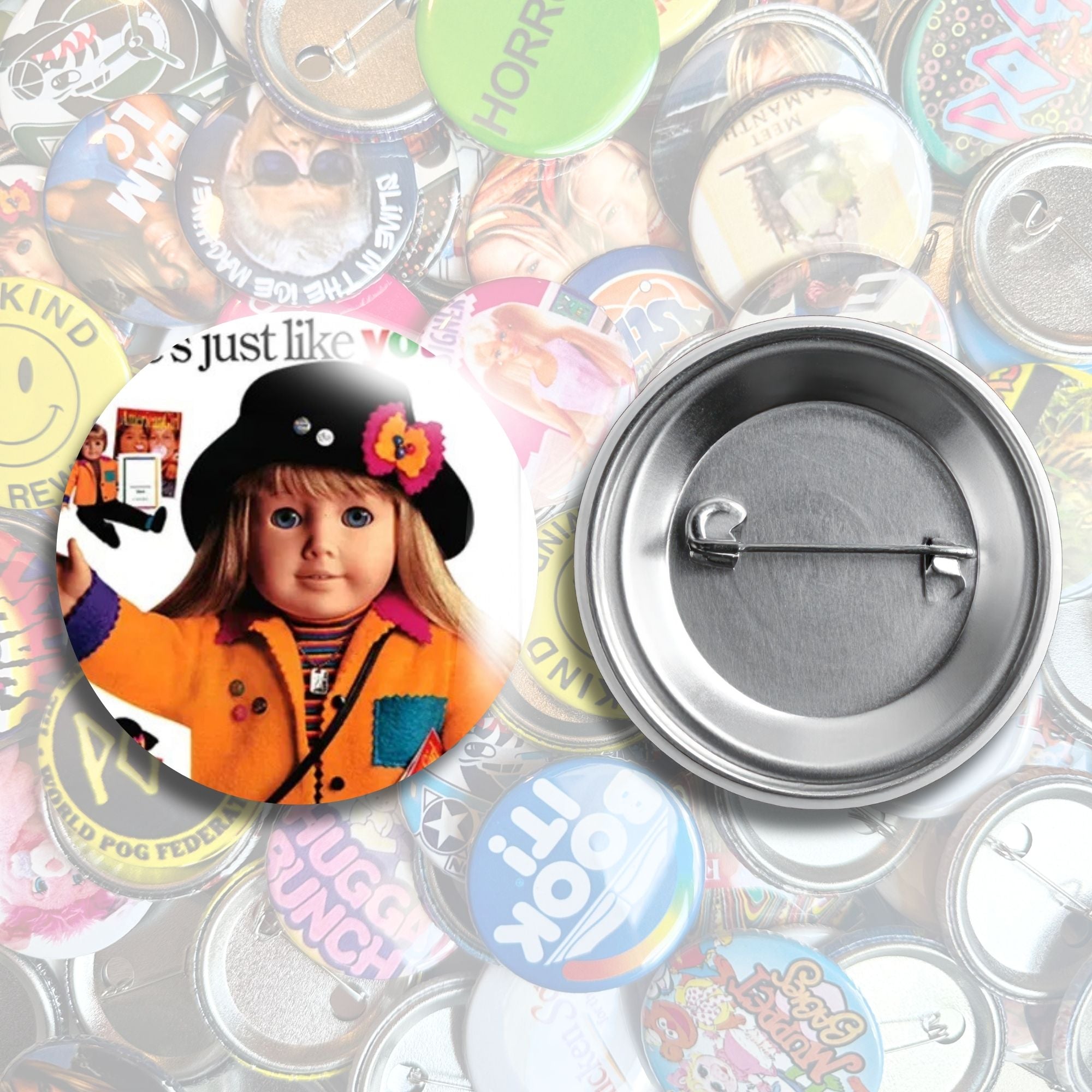 Nostalgic American Girl Pin Back Buttons