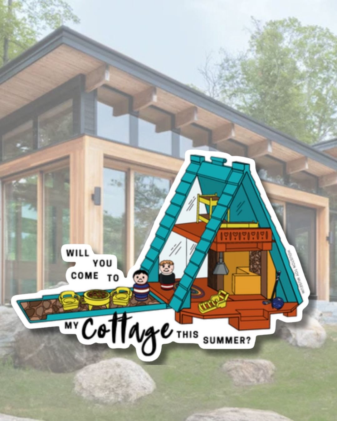 Little People Inspired Gay Hockey Boyfriends Cottage Sticker