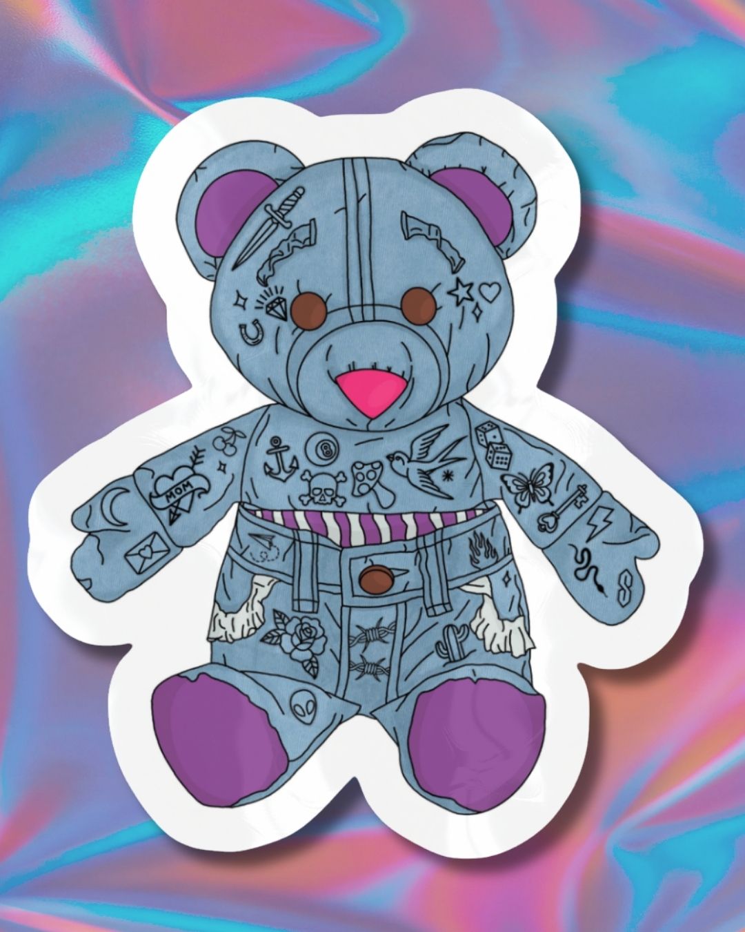 Tattooed Doodle Bear Vinyl Sticker
