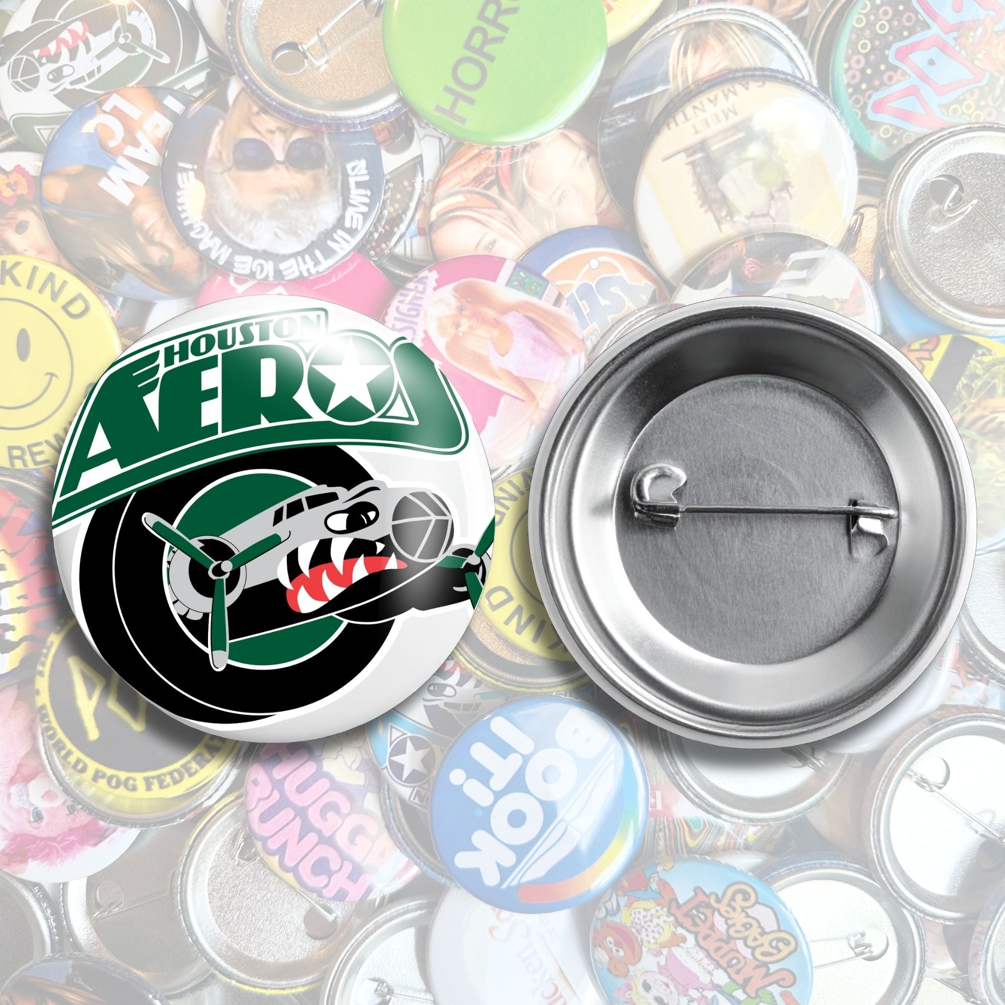 Nostalgic Houston Pin Back Buttons