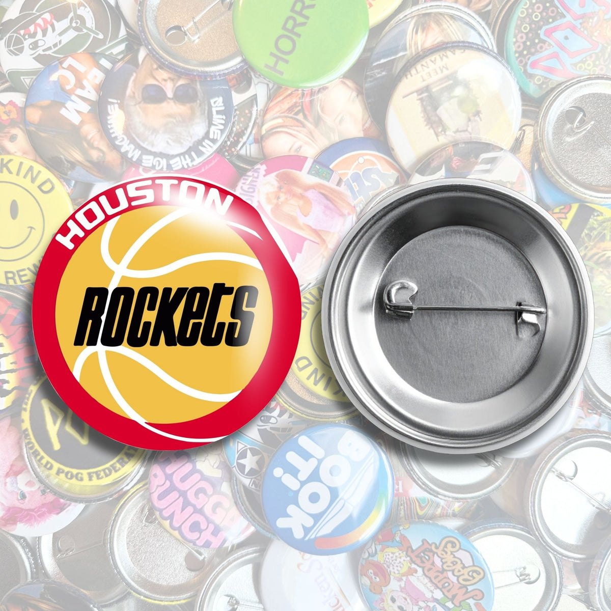 Nostalgic Houston Pin Back Buttons