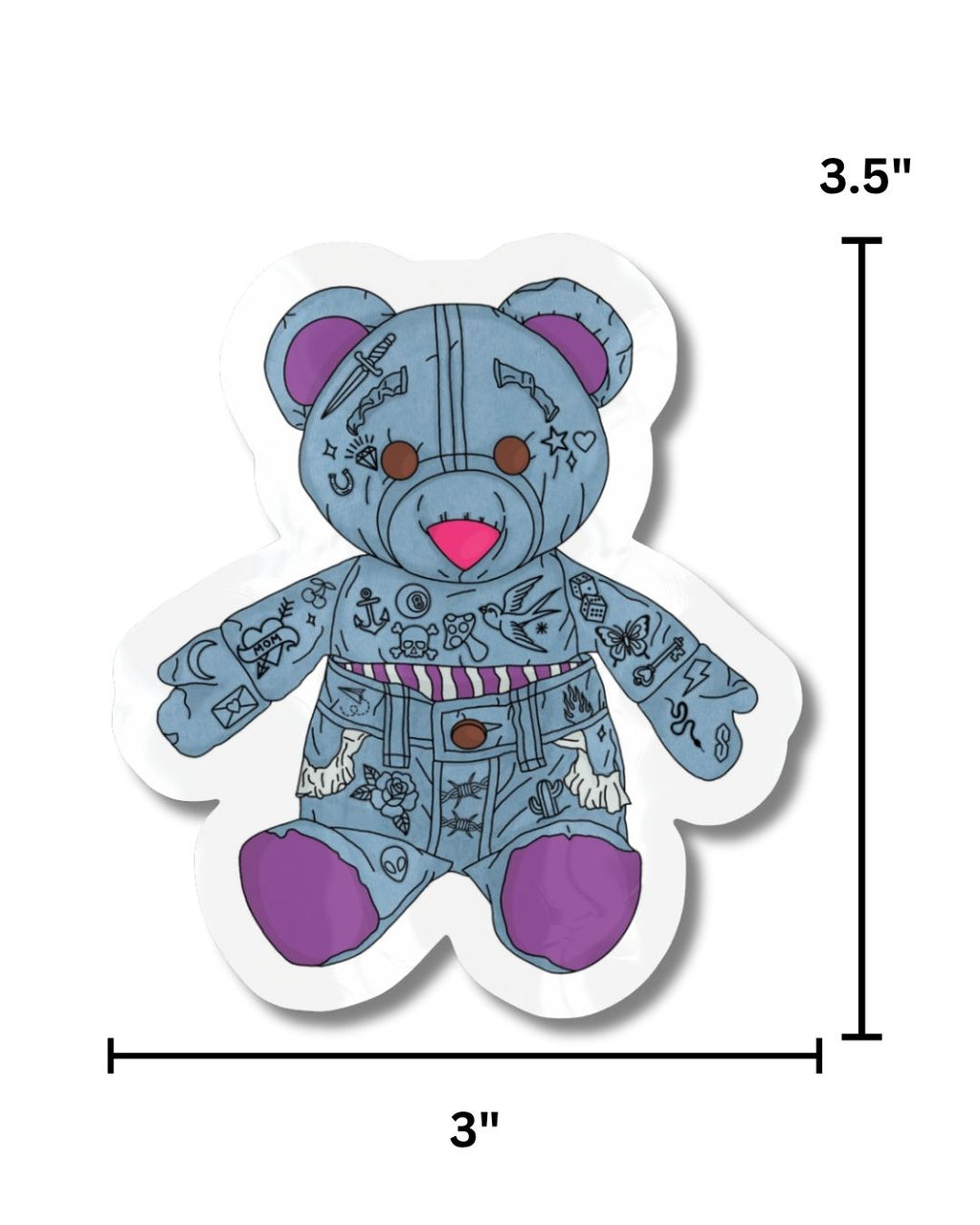 Tattooed Doodle Bear Vinyl Sticker