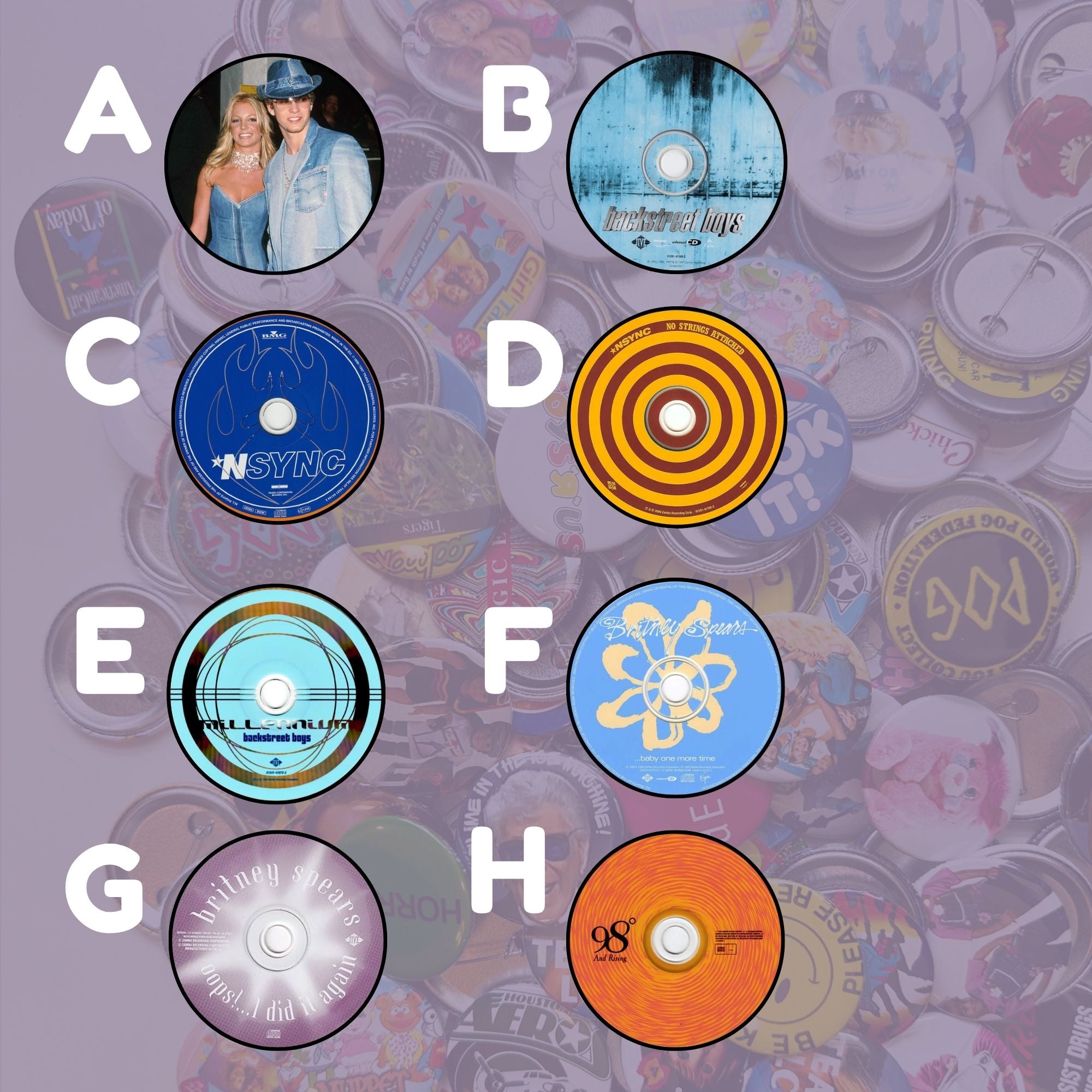 2000s Pop Music Nostalgia Pin Back Buttons