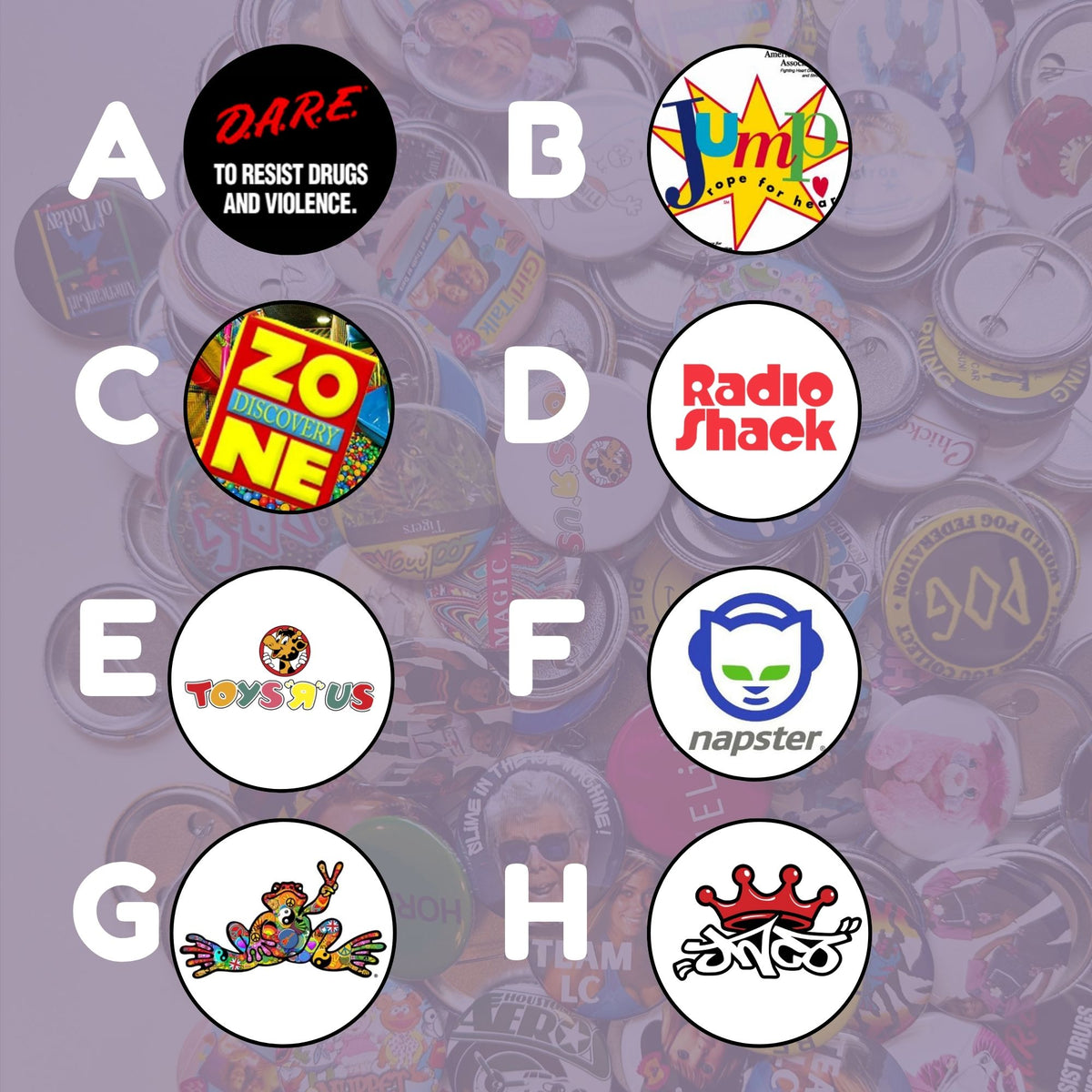 Nostalgic Pop Culture Brands Pin Back Buttons