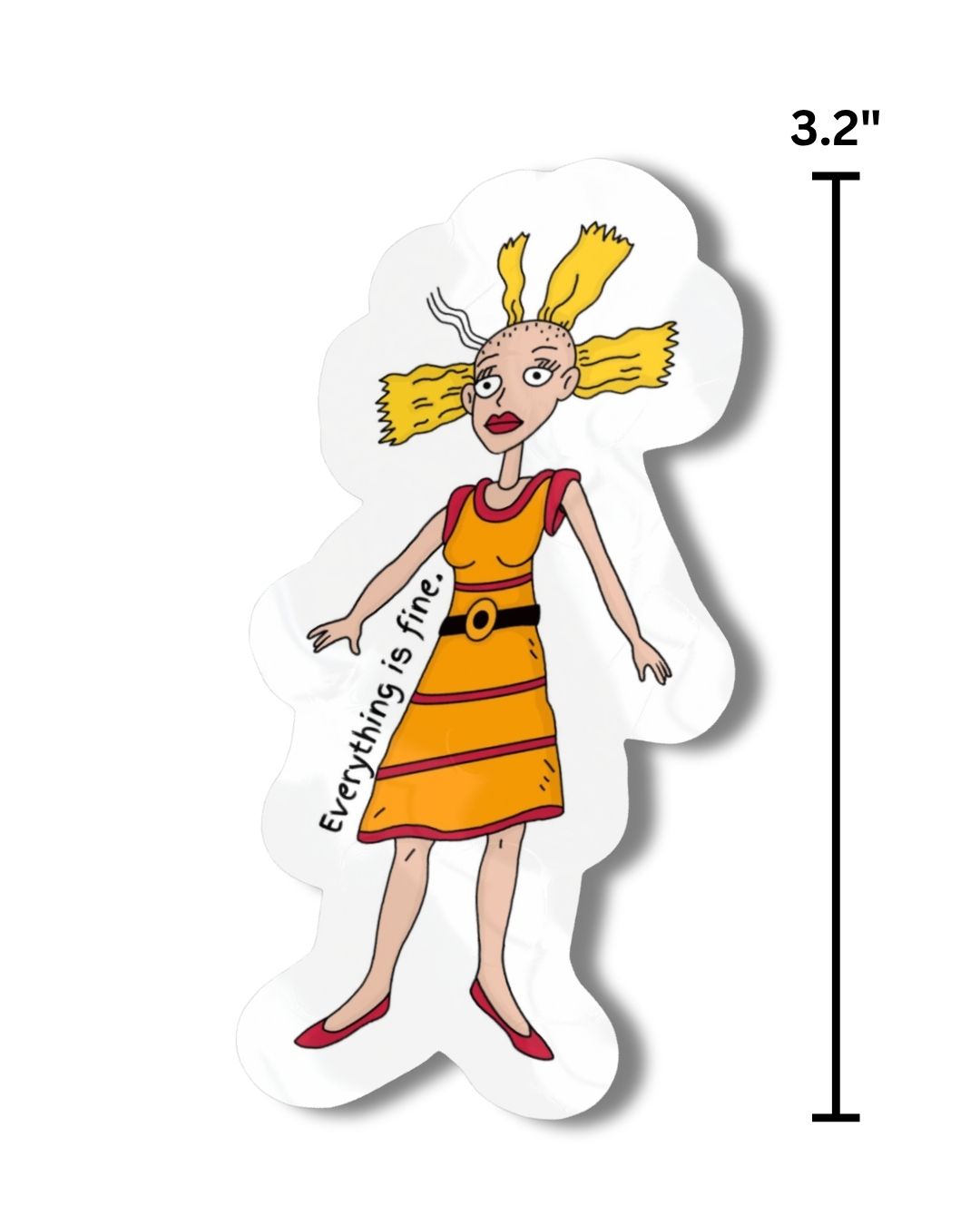 90s Cartoon Cynthia 'Everything Is Fine" Vinyl Sticker