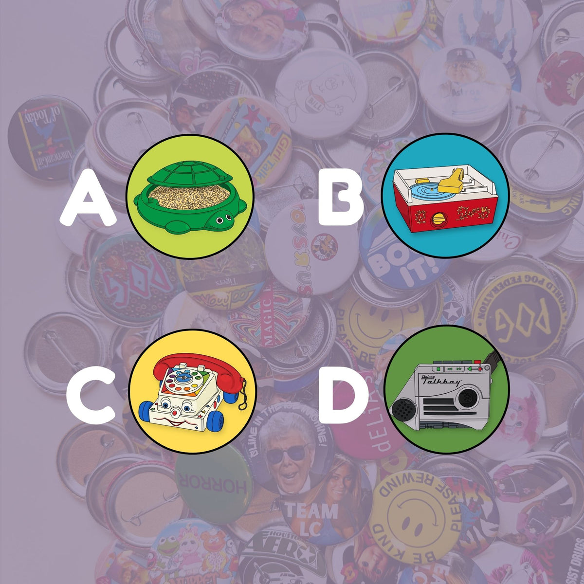 Classic Toy Pin Back Buttons