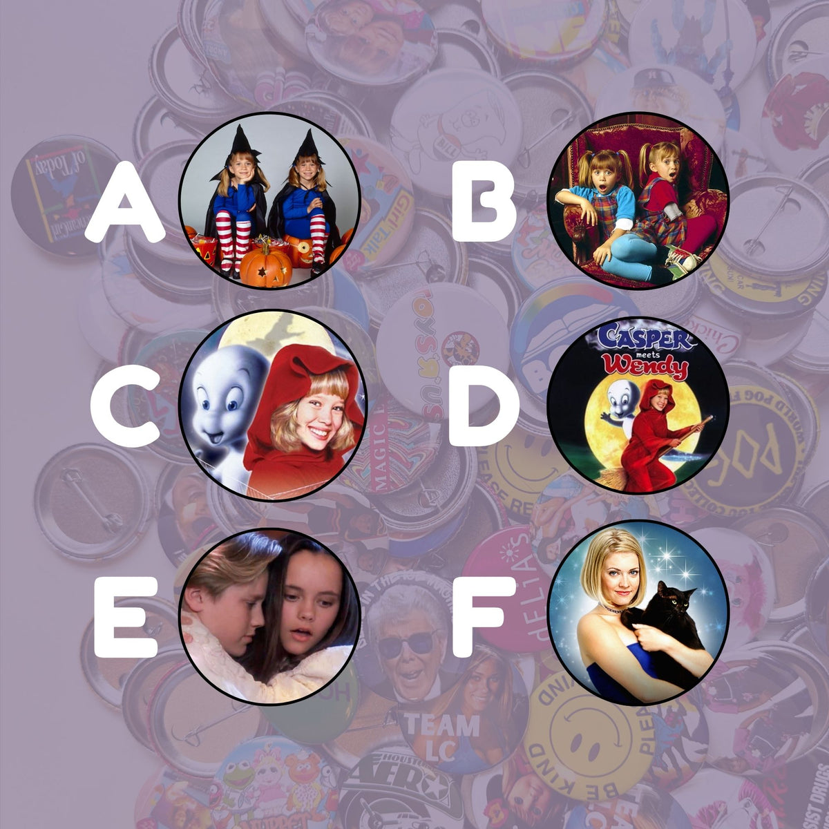 Nostalgic Halloween Pop Culture Pin Back Buttons