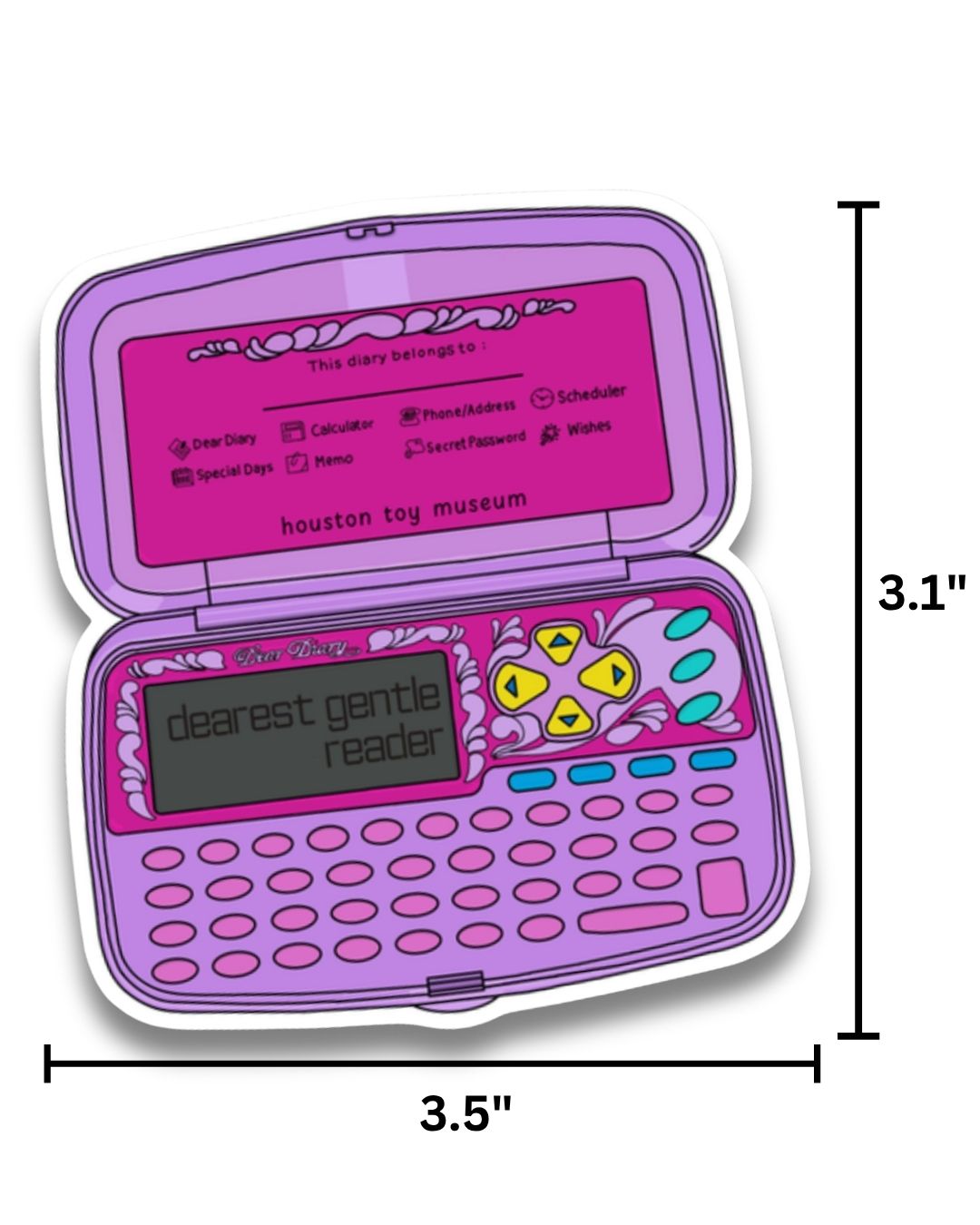 Electronic Diary "Dearest Gentle Reader" Sticker