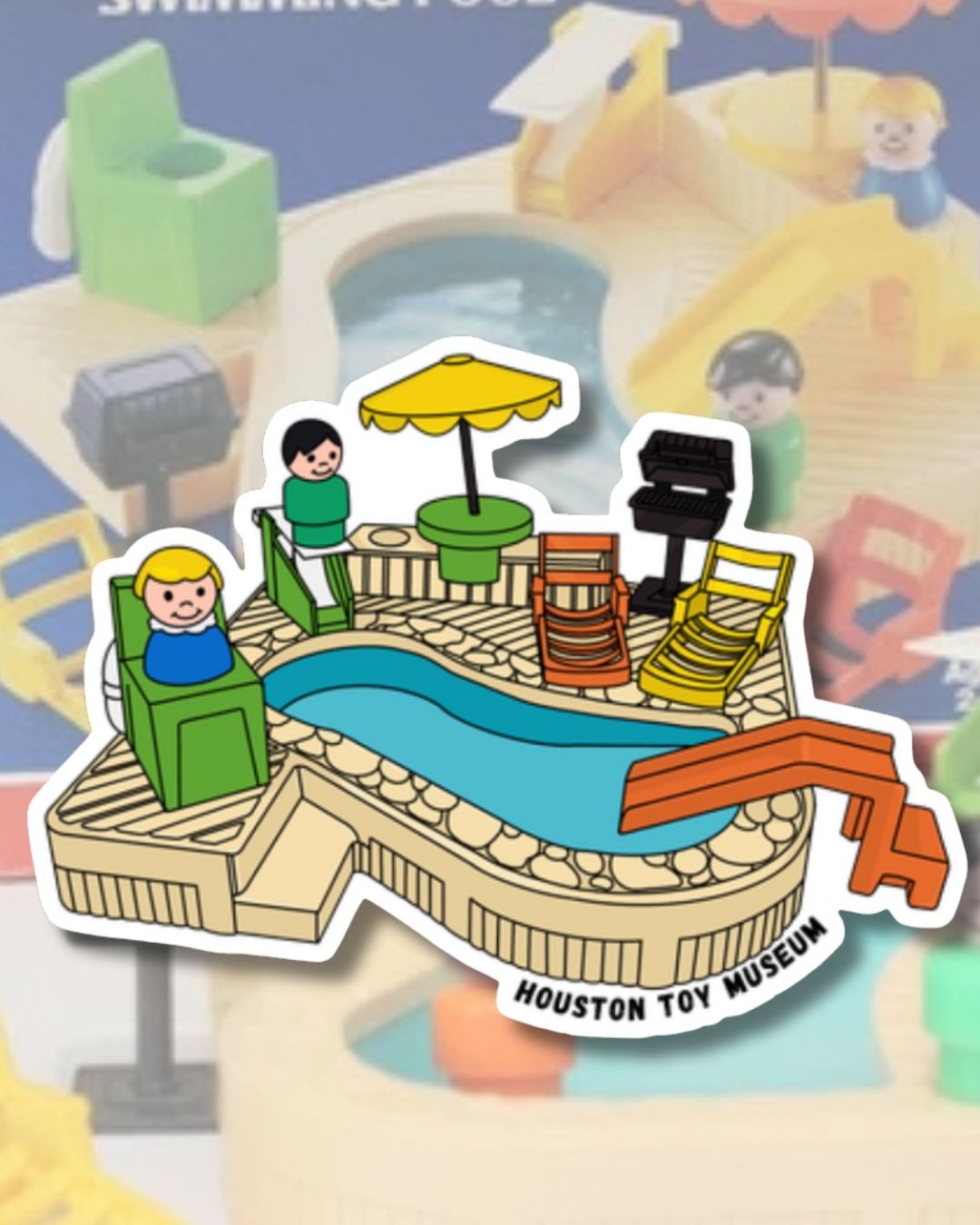 Classic Swimming Pool Toy Playset Vinyl Sticker